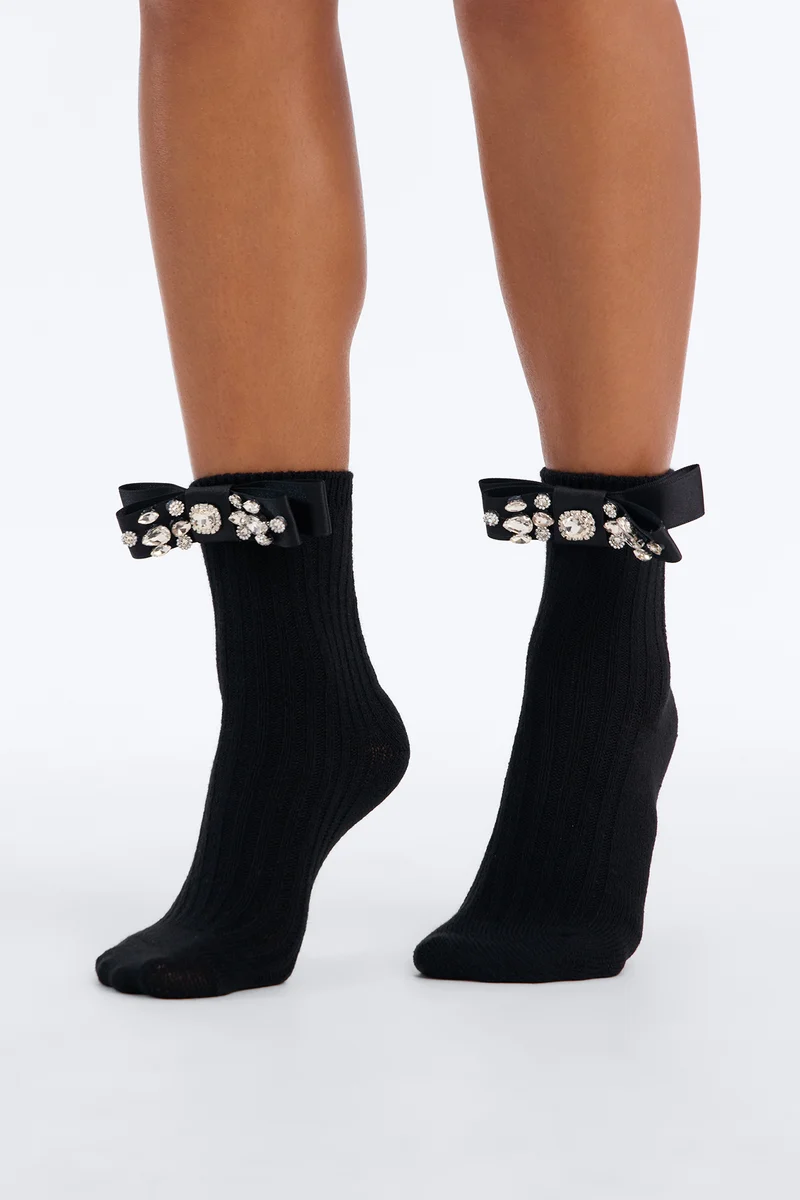 RSVP Yes Embellished Sock - Black