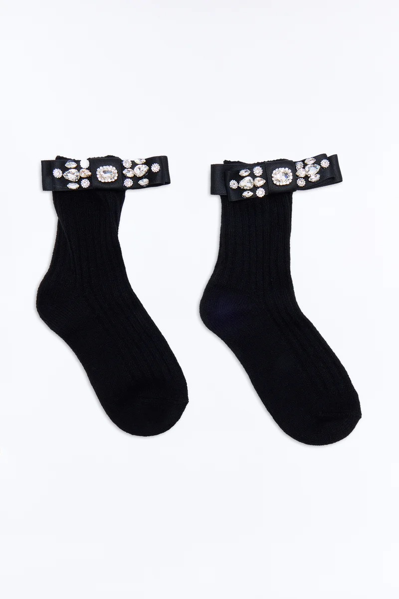 RSVP Yes Embellished Sock - Black