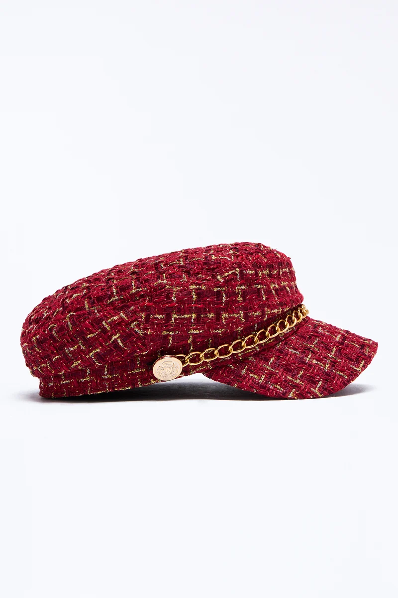 Tailored Charm Cabbie Hat - Red/combo