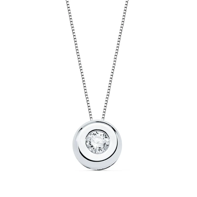 Pendentif choker or blanc 18 carats diamant 2,90 mm 42 cm | Azuline