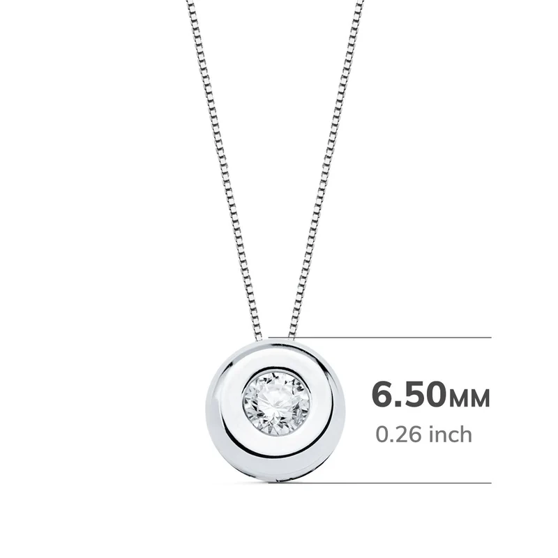 Pendentif choker or blanc 18 carats diamant 2,90 mm 42 cm | Azuline