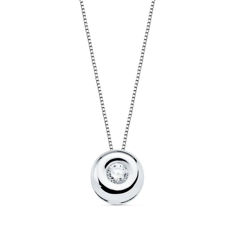 Choker or blanc 18 carats avec chaton rond – Azuline