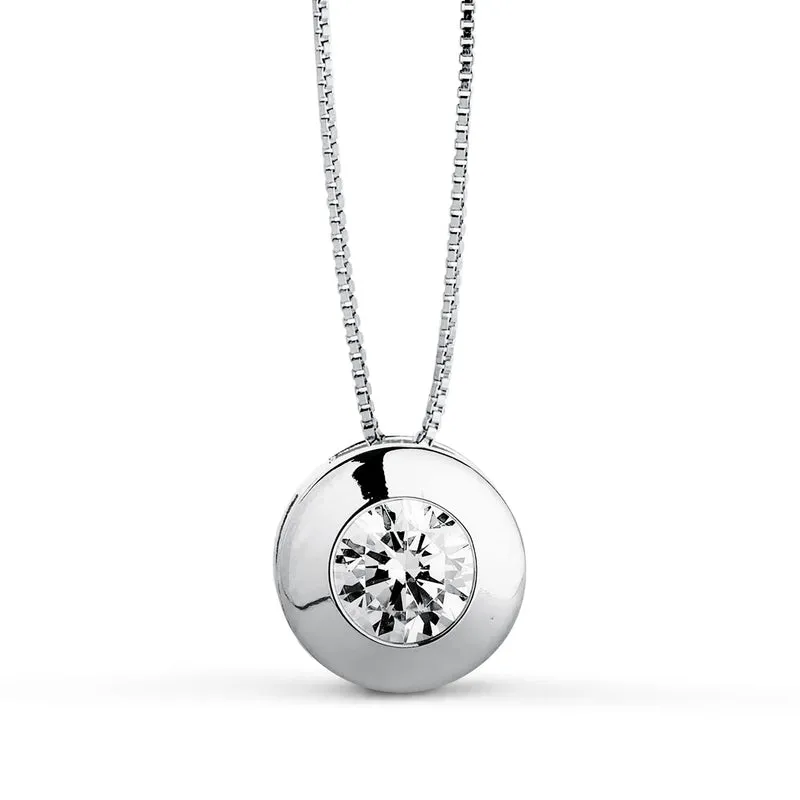Collier or blanc 18 carats avec chaton et oxyde de zirconium | Azuline