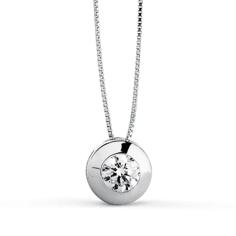 Collier or blanc 18 carats avec chaton et zirconium – Azuline