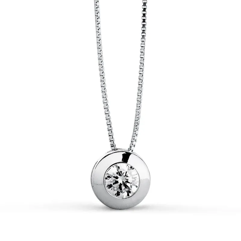 Collier or blanc 18 carats avec chaton et oxyde de zirconium | Azuline