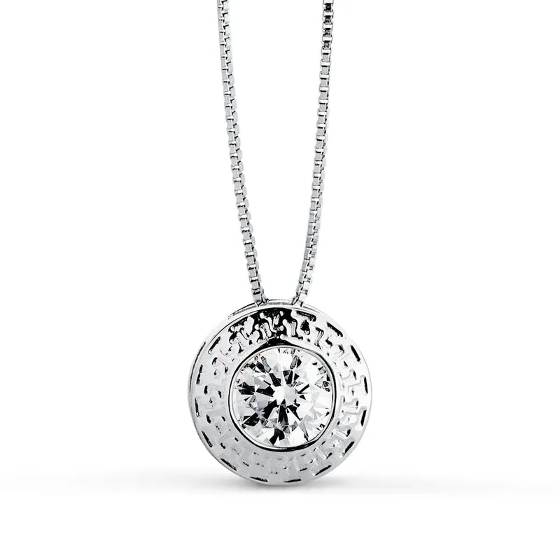 Collier chaton bordure ajourée avec oxyde de zirconium – Or blanc 18 carats | Azuline
