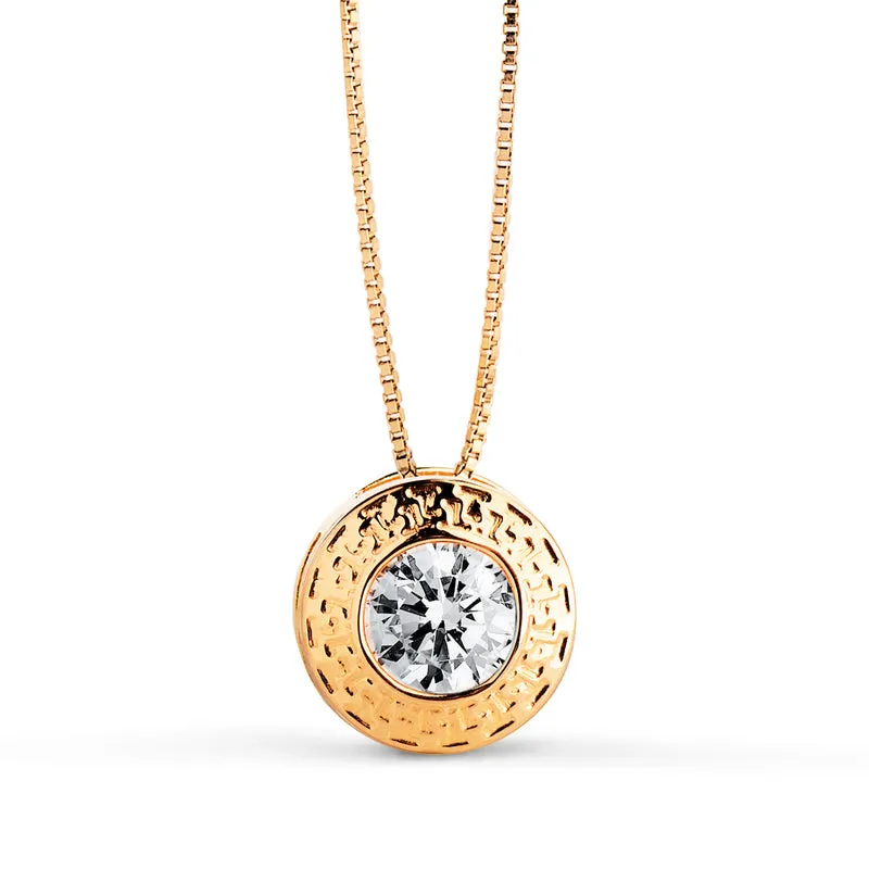 Collier chaton oxyde de zirconium bordure grecque – Or jaune 18 carats | Azuline