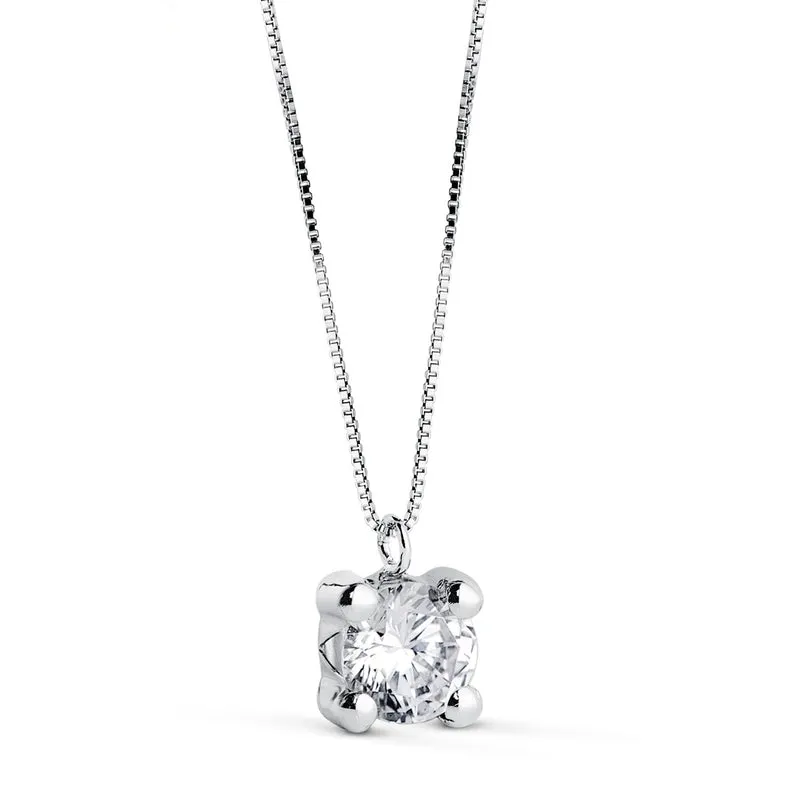 Collier pendentif 4 griffes oxyde de zirconium – Or blanc 18 carats | Azuline
