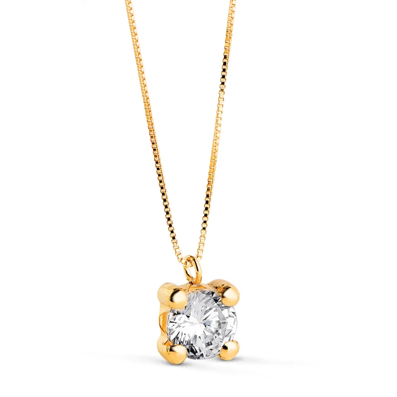 Collier pendentif 4 griffes oxyde de zirconium – Or 18 carats | Azuline