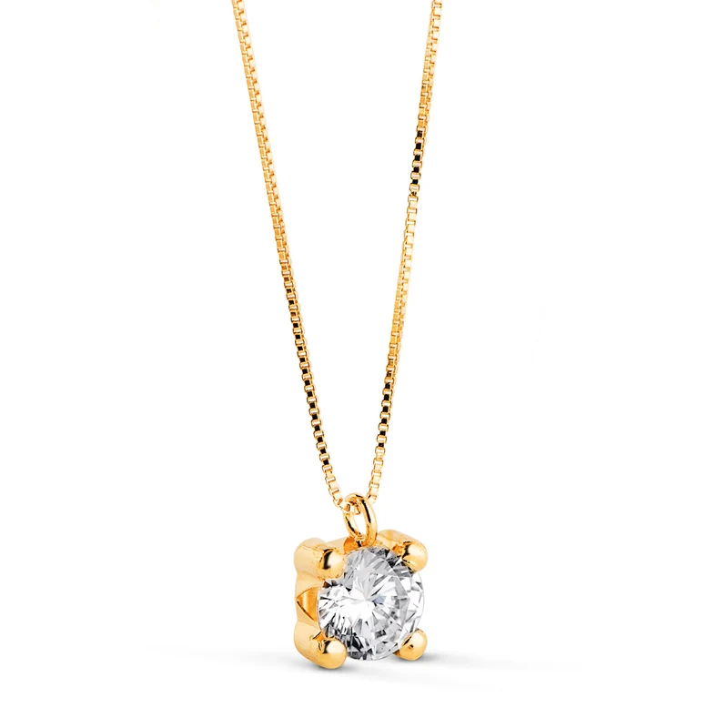 Collier pendentif 4 griffes oxyde de zirconium – Or 18 carats | Azuline