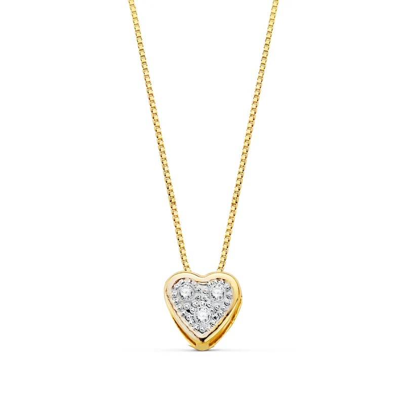 Collier coeur bicolore avec oxyde de zirconium – Or 18 carats | Azuline
