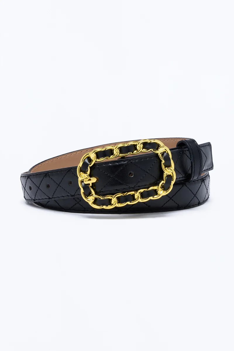 Roped In Faux Leather Belt - Black