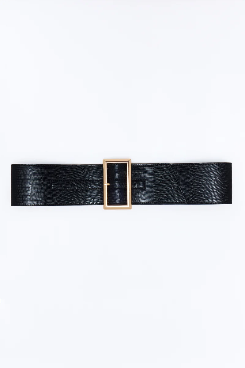 Boss Girl Faux Leather Wide Belt - Black