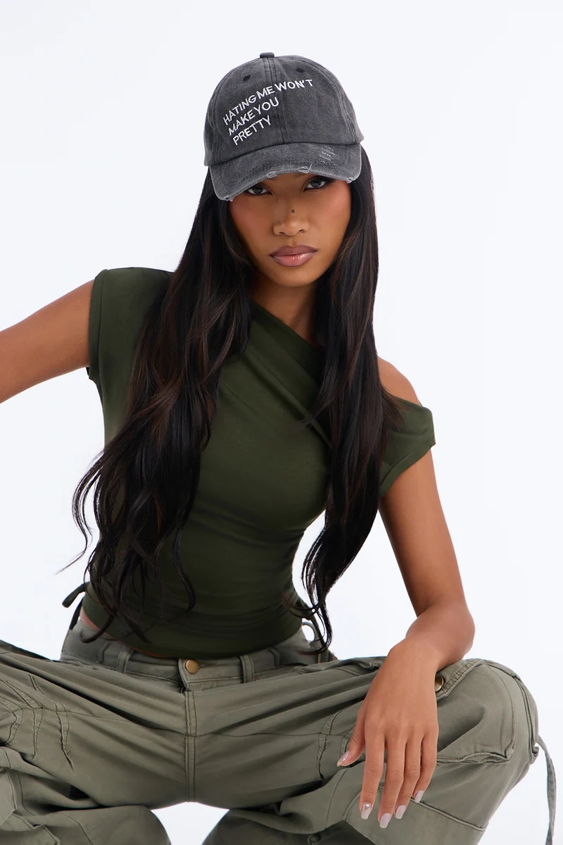 No Hate Denim Baseball Hat - Black