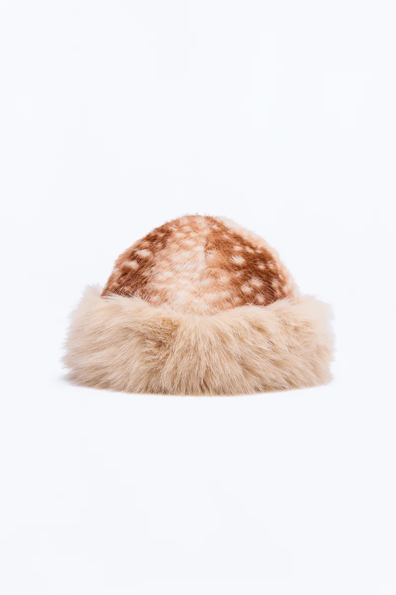 Nature's Muse Faux Fur Bucket Hat - Rust/combo