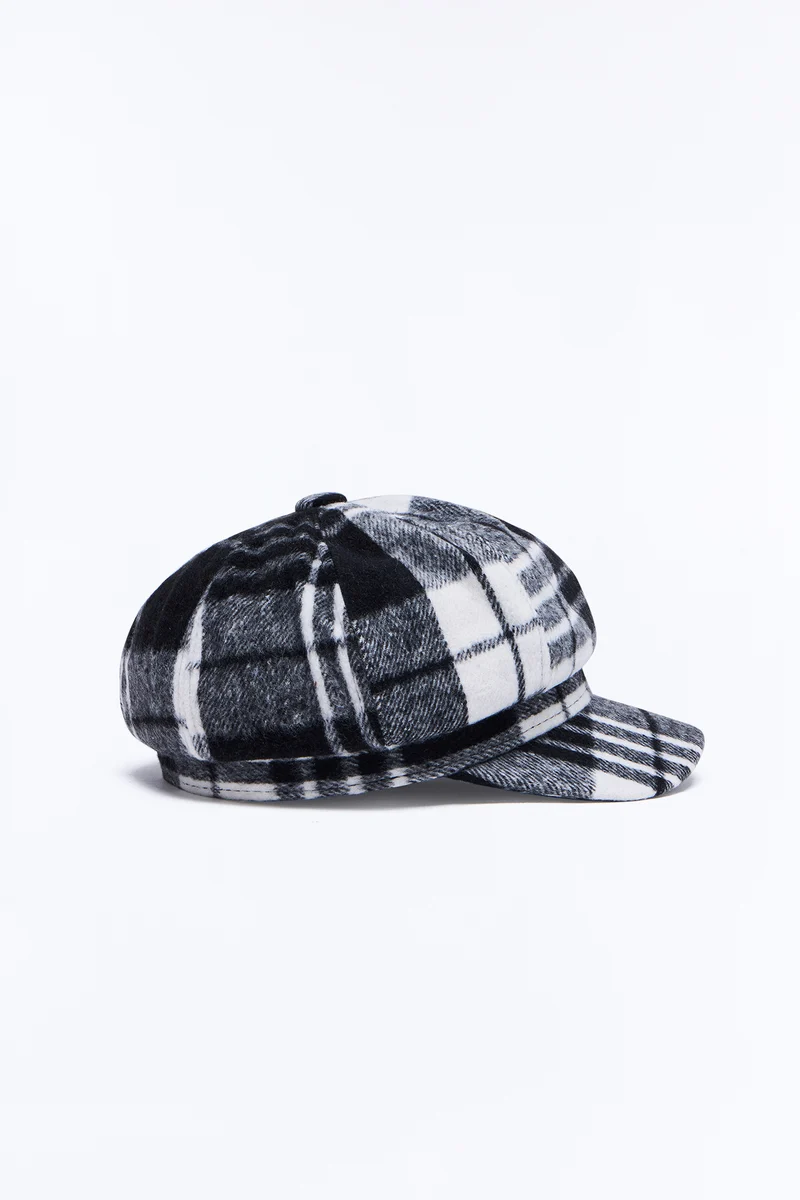 Plaid Avenue Cabbie Hat - Ivory/combo
