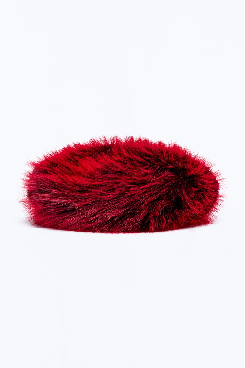 Soft Touch Faux Fur Beret - Burgundy