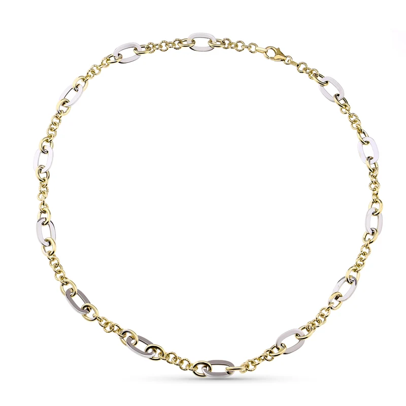Collier maillon ovale bicolore – Or 9 carats | Azuline