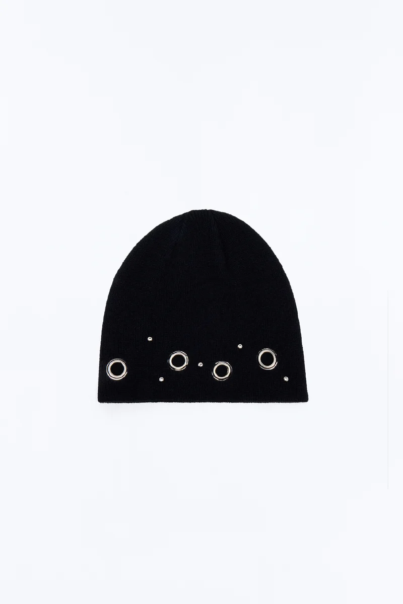 Edge Mode Studded Beanie - Black