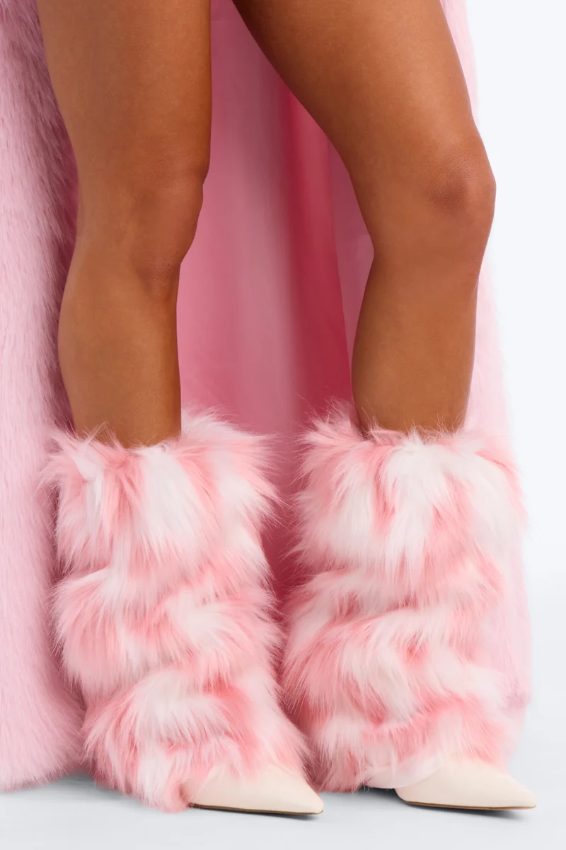 Powder Puff Leg Warmers - White/Pink