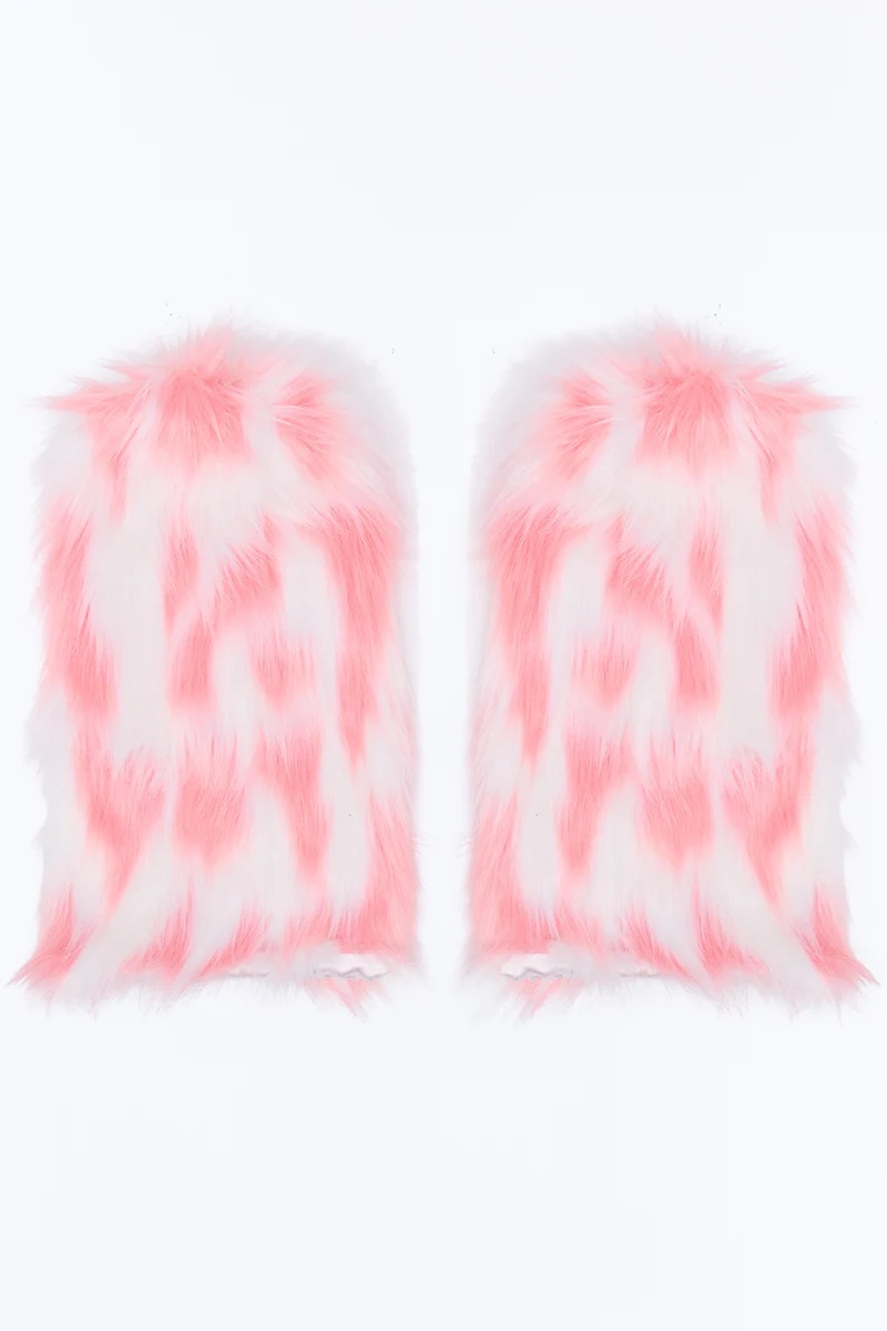 Powder Puff Leg Warmers - White/Pink