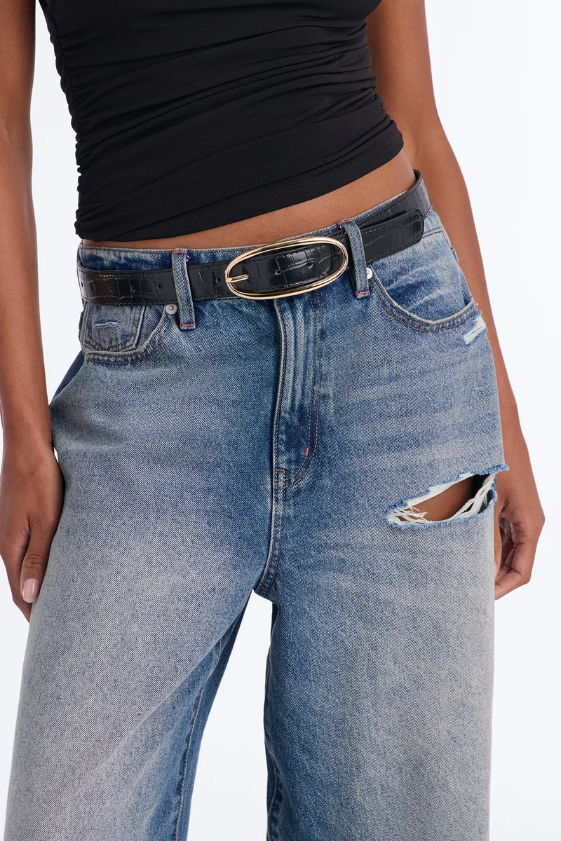 Wild Girl Faux Leather Belt - Black
