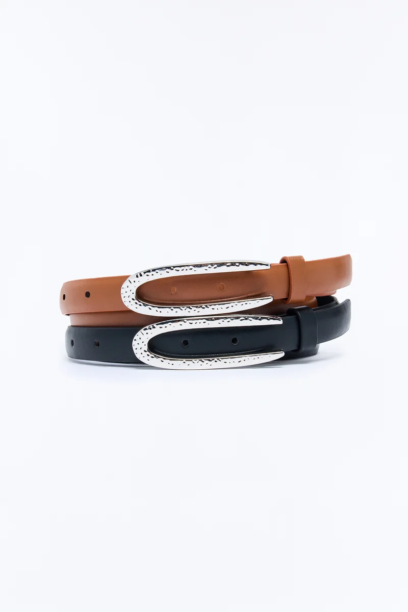 Muse 2 Piece Belt Set - Black/Brown