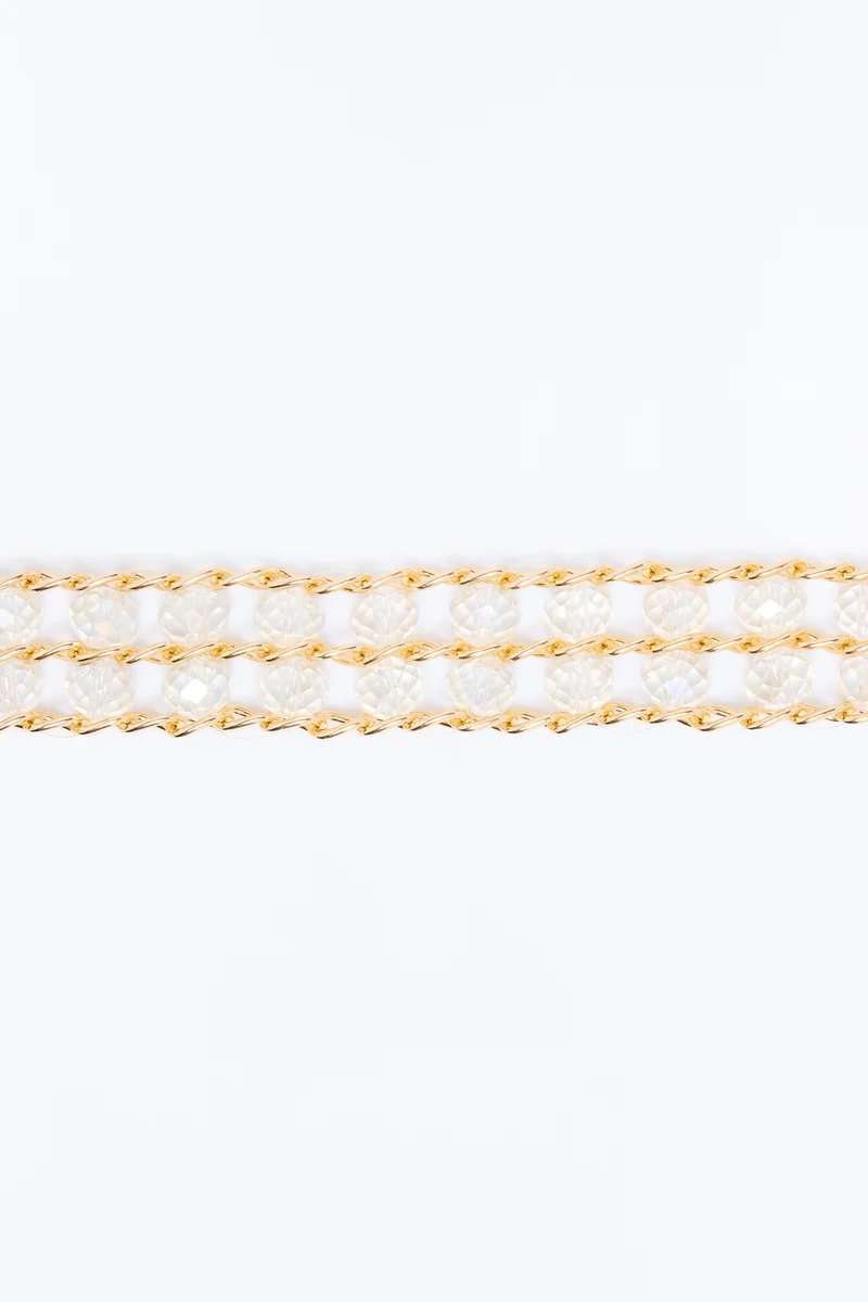 True Shining Diva Rhinestone Chain Belt - Gold