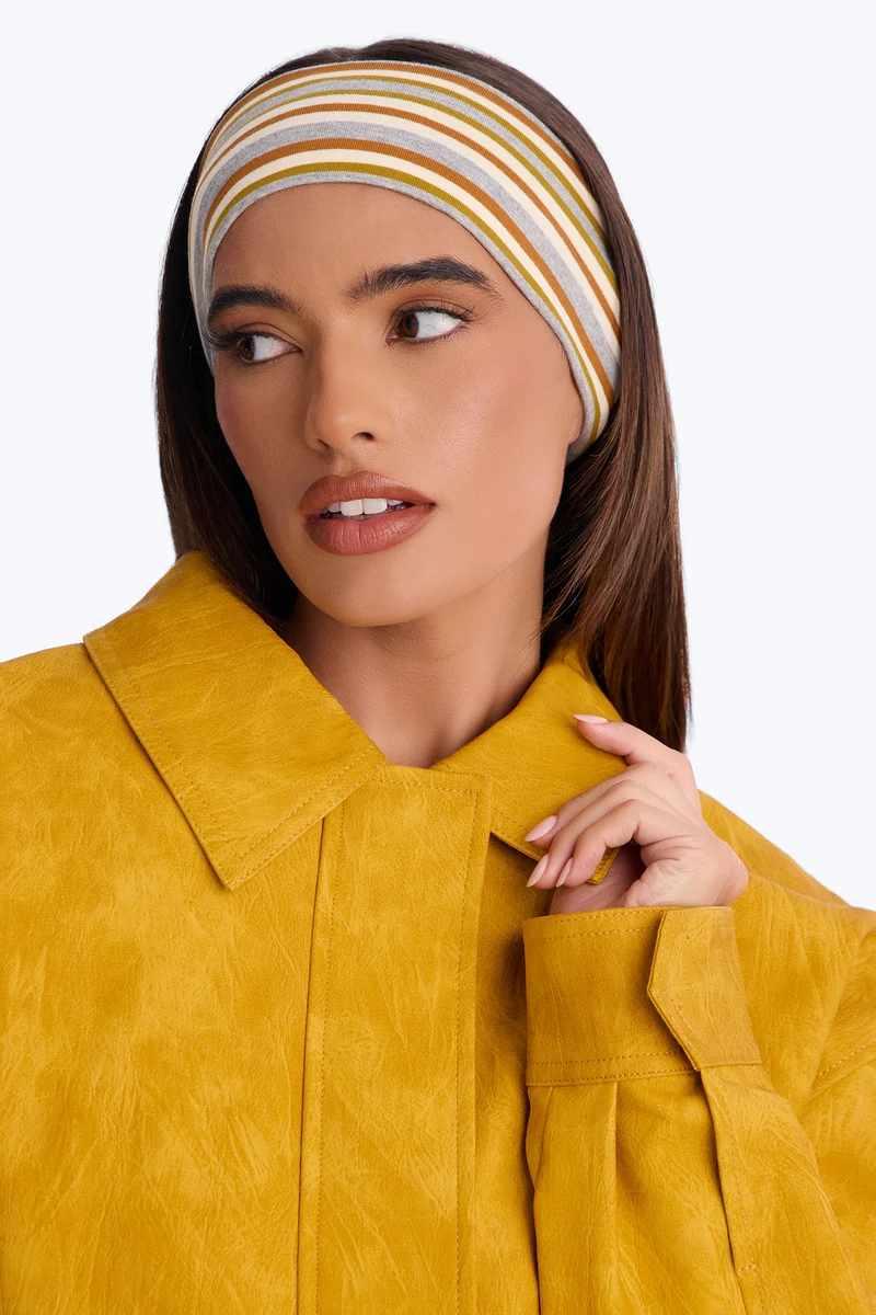Parallel Lines 2 Piece Headband Set - Grey/combo