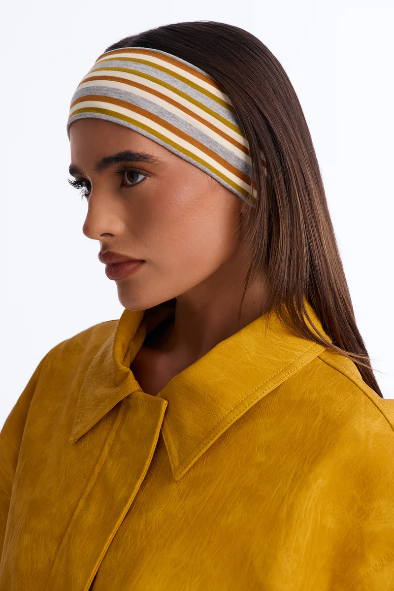 Parallel Lines 2 Piece Headband Set - Grey/combo
