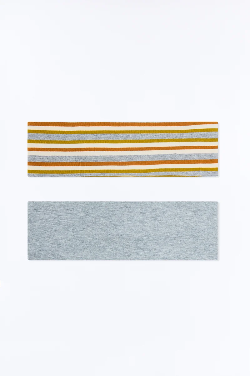 Parallel Lines 2 Piece Headband Set - Grey/combo