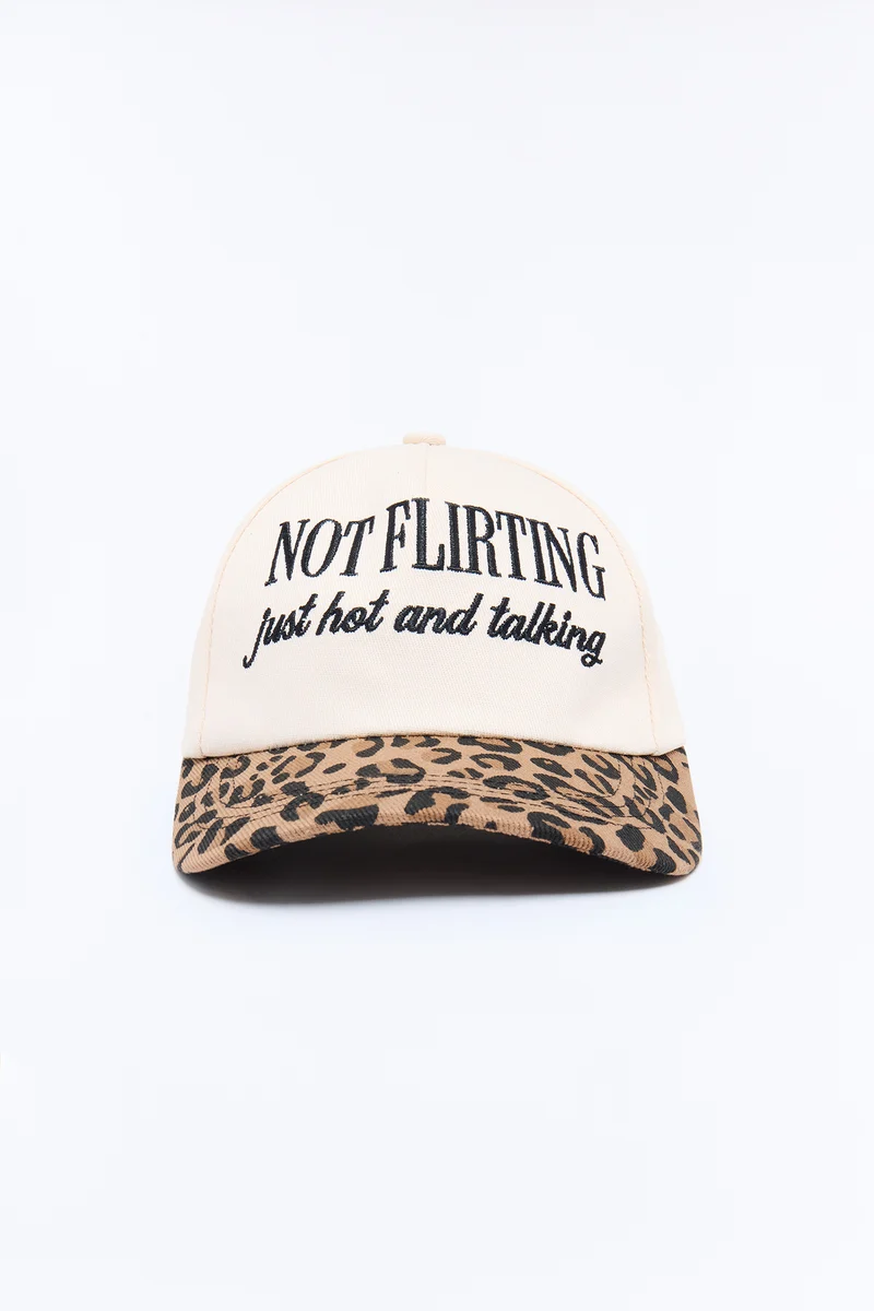Not Flirting Baseball Hat - Leopard