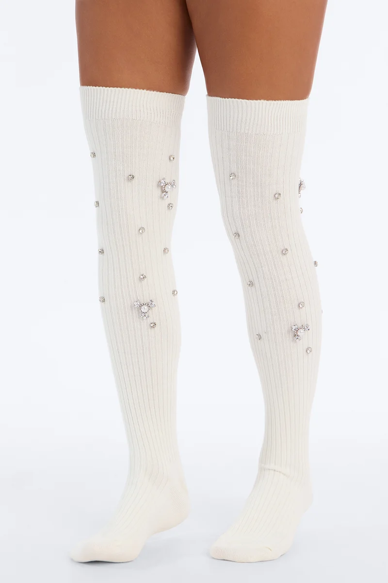 One To Recognize Embellished Slouchy Sock - White