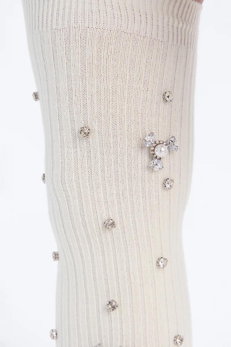 One To Recognize Embellished Slouchy Sock - White