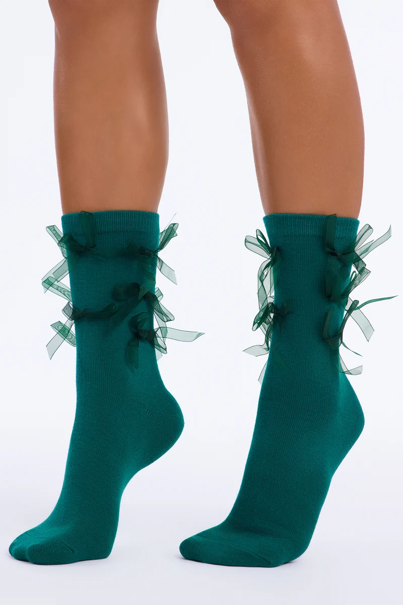Bowtiful Time Novelty Sock - Emerald