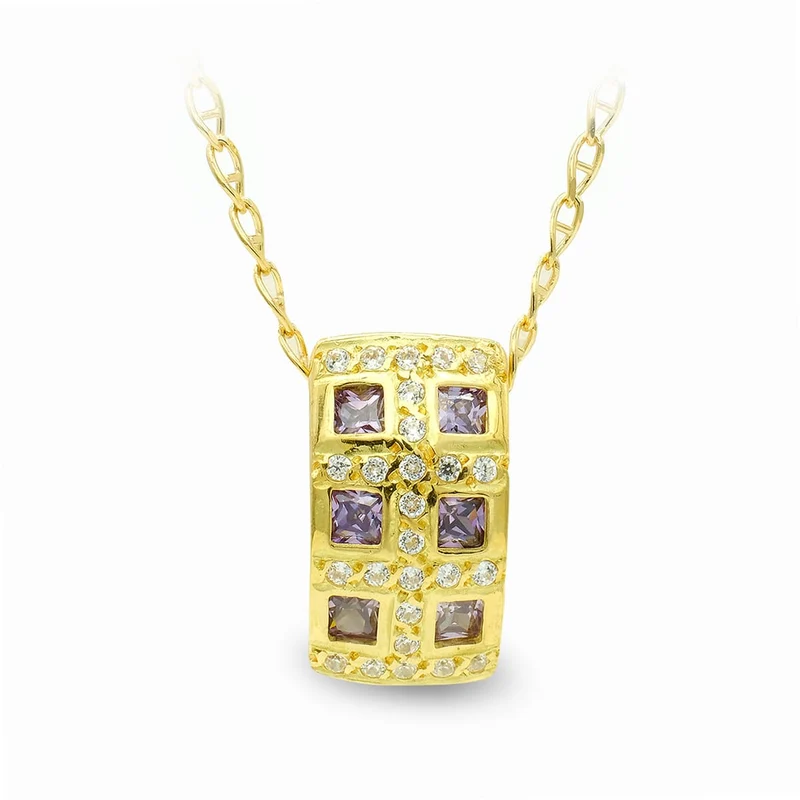 Collier pendentif or jaune 18 carats avec zircons – Or jaune 18 carats | Azuline
