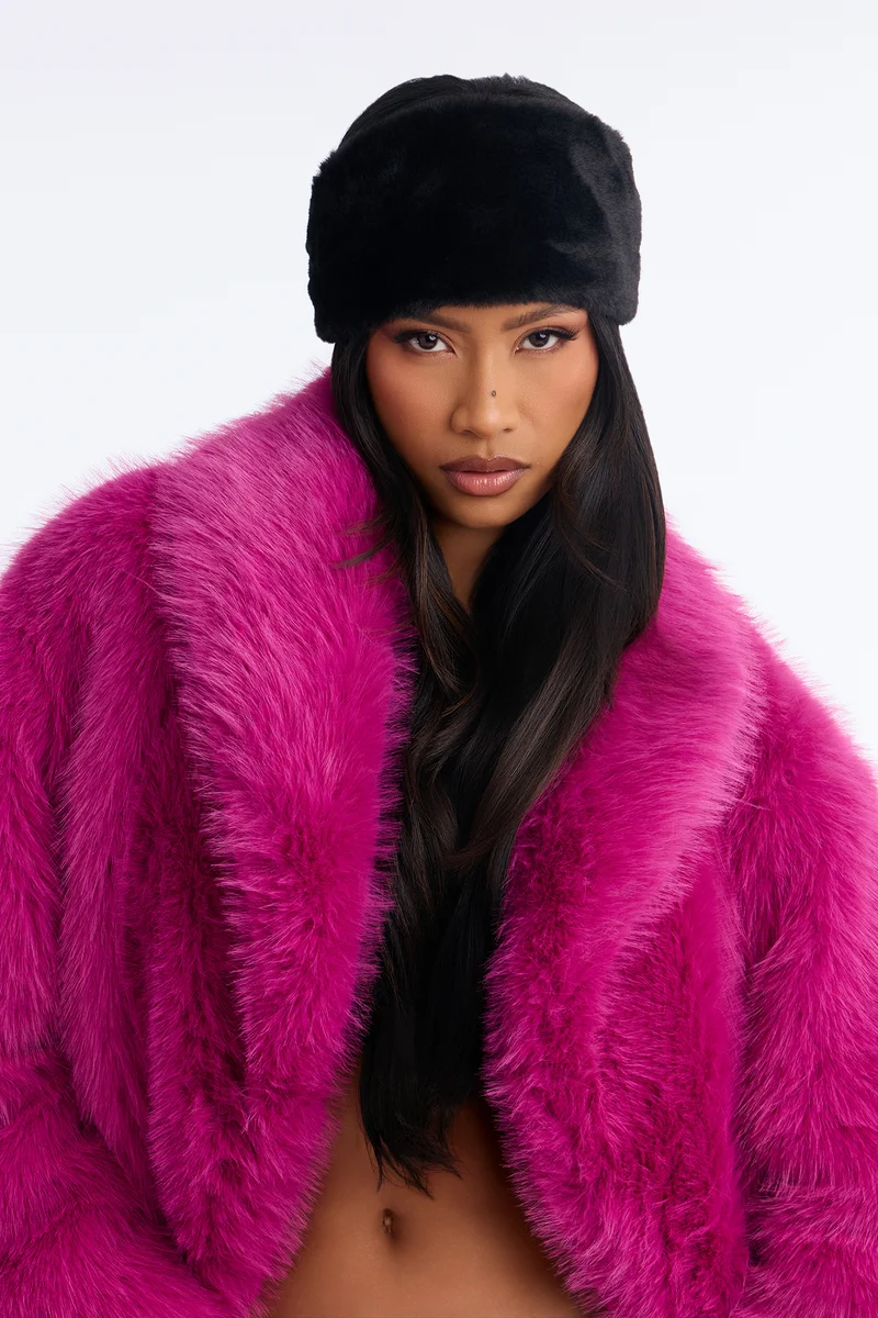 Slay The Slopes Faux Fur Headband - Black