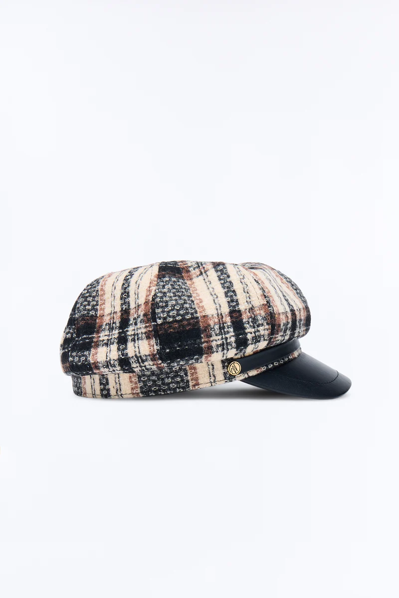 Market Street Plaid Cabbie Hat - Brown/combo