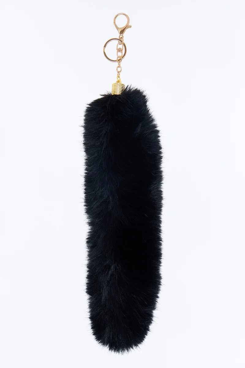 Fluffy Chic Faux Fur Keychain - Black