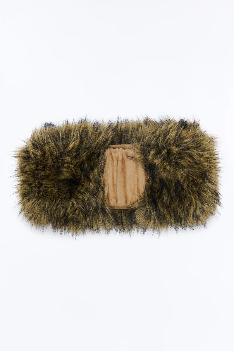 Fireside Cutie Faux Fur Headband - Brown