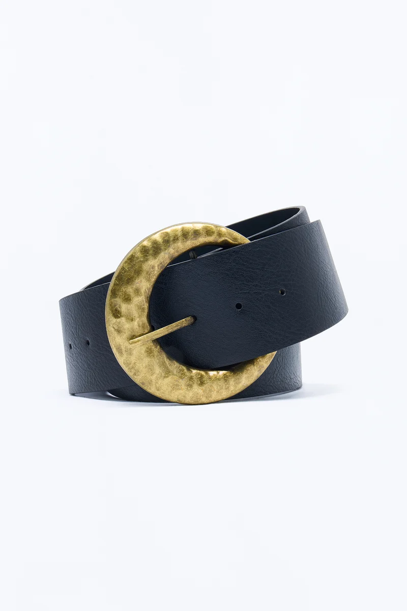 What Goes Around Faux Leather Wide Belt - Black