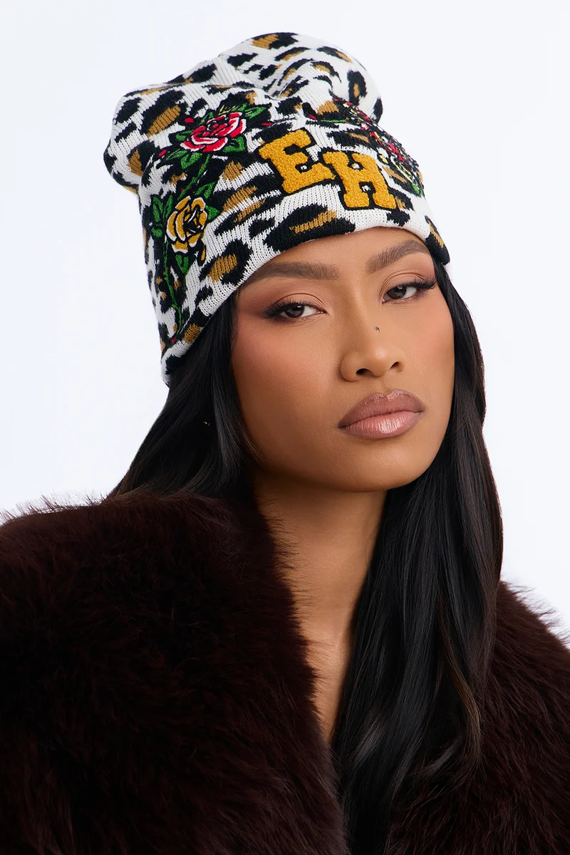 In The Wild Ed Hardy Beanie - Leopard