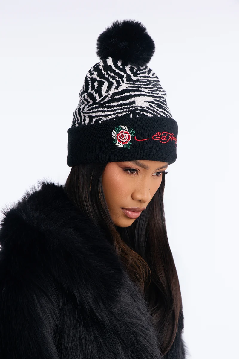 Hot And Wild Ed Hardy 2 Pack Hat And Glove Set - Pink/combo