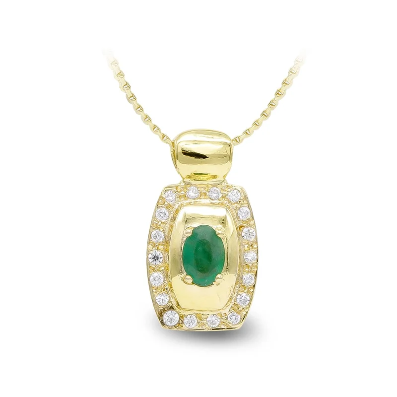 Collier pendantif or jaune 18 carats émeraude et zircons | Azuline