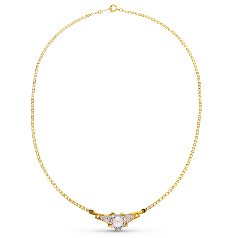 Collier perle et oxyde de zirconium – Or bicolore 18 carats | Azuline