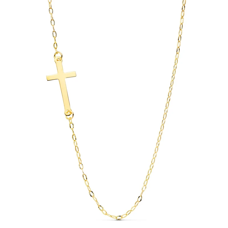Collier Croix chaîne forçat – Or jaune 18 carats | Azuline