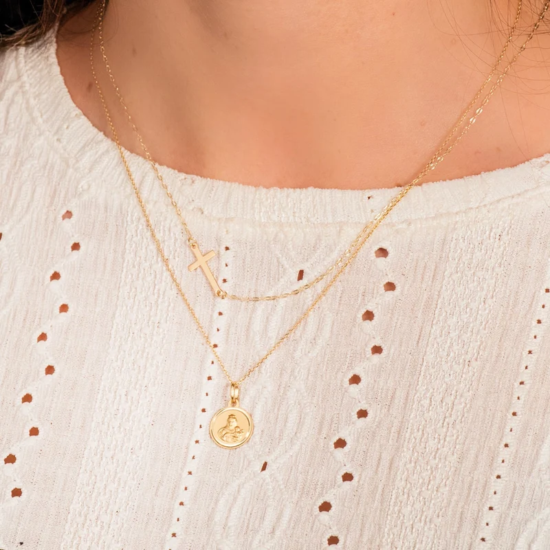 Collier Croix chaîne forçat – Or jaune 18 carats | Azuline