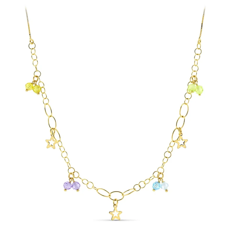 Collier motif étoiles Pierres Couleur – Or jaune 18 carats | Azuline