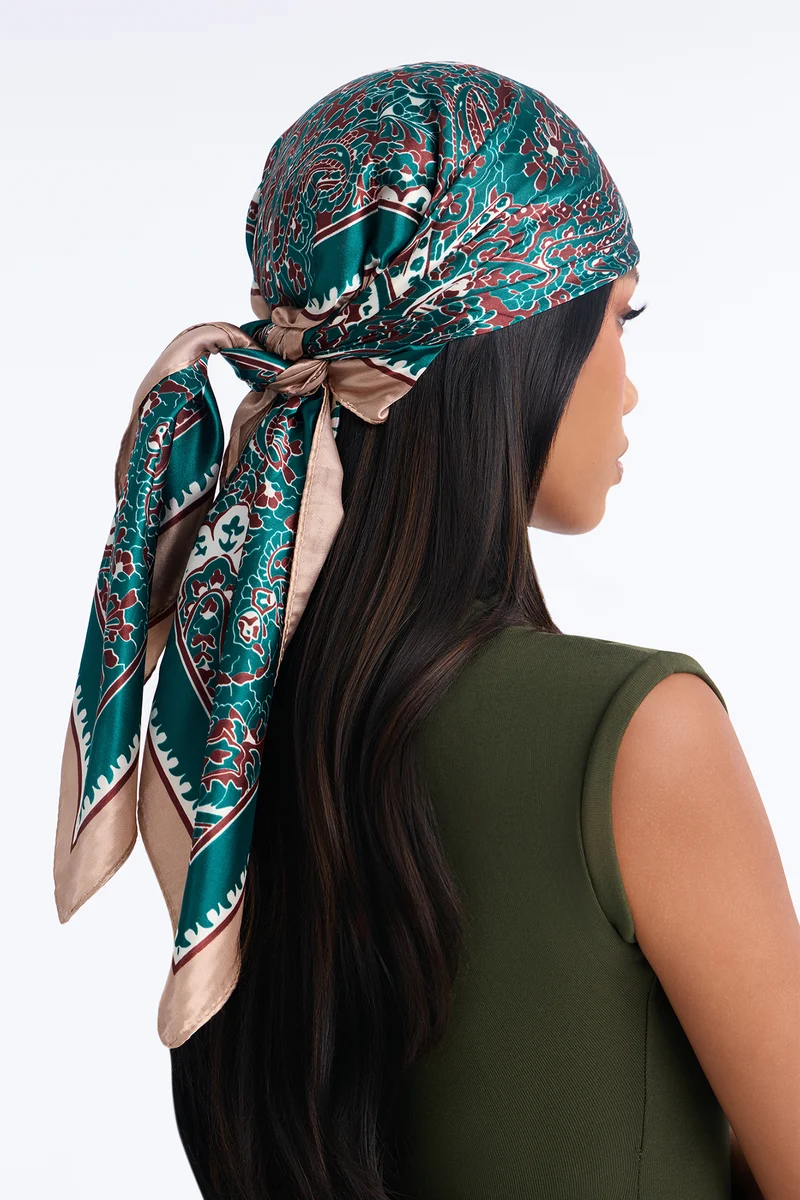 In Love With Paisley Head Scarf - Green/combo