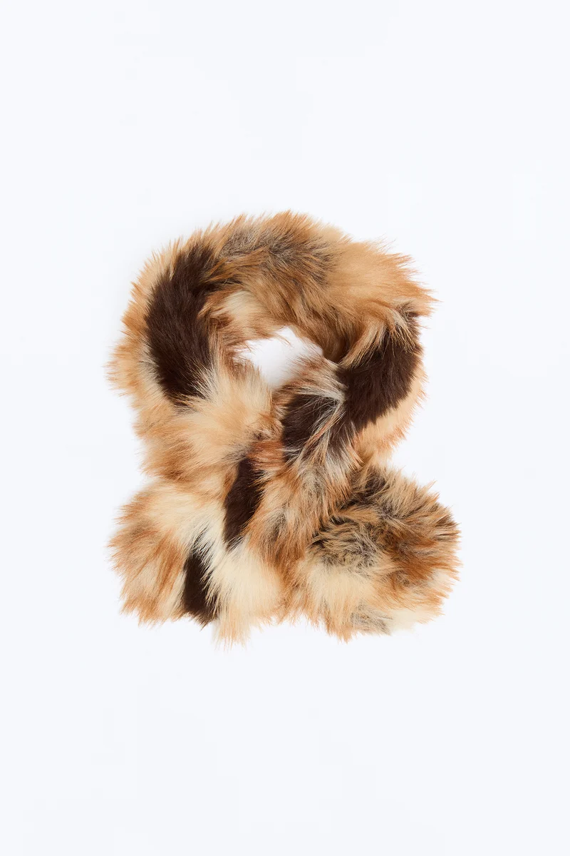 Winter Cuddles Faux Fur Scarf - Brown/combo